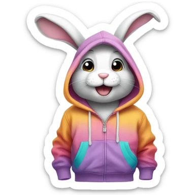 Bunny wearing a hoodie sticker