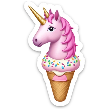 An ice cream with a pink unicorn  sticker