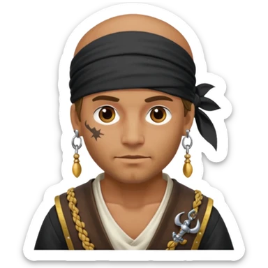 Belted pirate man with earring
 sticker