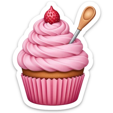 Cupcake with Strawberry ice cream scoop style frosting  sticker