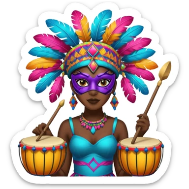 Masked Festival Drummer black woman sticker