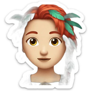 quetzalcuoatl red hairs, blue eye , white skin girl sticker