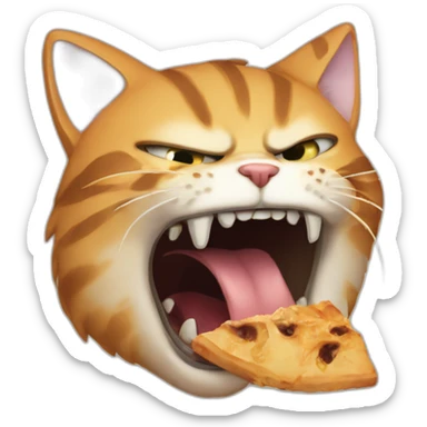 Enraged cat eating a cat sticker