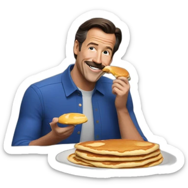 Ted Lasso eating pancakes with Joe Biden  sticker