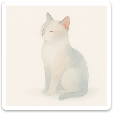 aesthetic cat, dreamy watercolor style sticker
