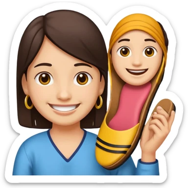 Smile, holding a chappal, emoji sticker