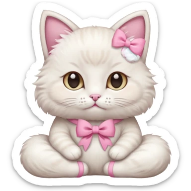 meditating cute cat with pink bow sticker