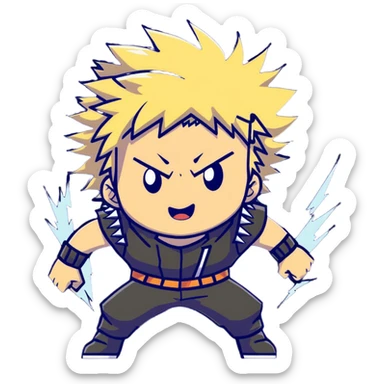 Bakugo Katsuki from My Hero Academia with explosive quirk sticker