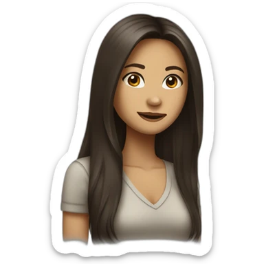 Elena Gilbert with long hair and a ribbed button-down t-shirt sticker