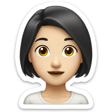 short asian girl with black hair student sticker