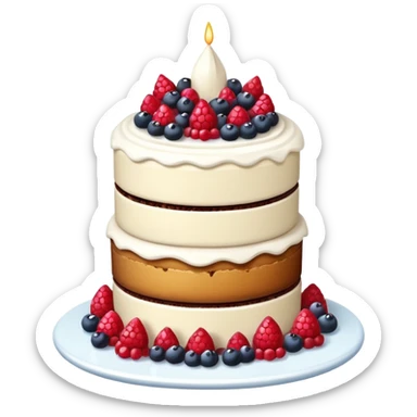 A layered tower of desserts with frosting sticker