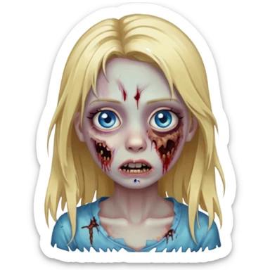girl zombie with blonde hair blue eyes and Eyelashes sticker