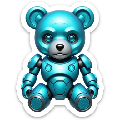 glitter mech bear cian cyberpunk sticker