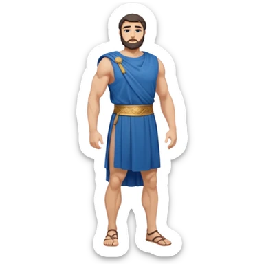 ancient greek man full length no weapons blue tunic sticker