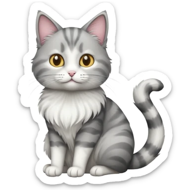 a grey and white cat sitting regally sticker