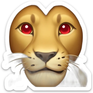 Lion smiling face with red hearts instead of eyes sticker