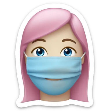 Pink face mask wi th blue eyes  sticker