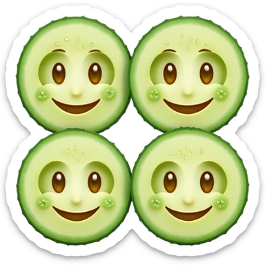 smiley face with green cucumber slices as both eyes, rest of face unchanged sticker
