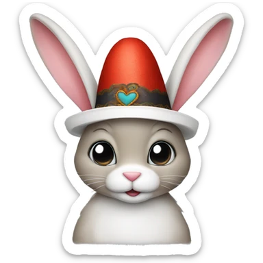 a bunny with heart eyes and a turkish hat sticker