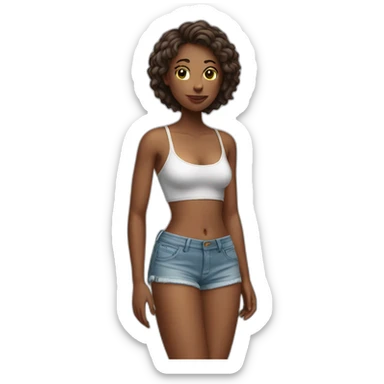 woman with only shorts no bikini looking to left sticker