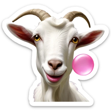 goat blows a pink bubble gum bubble sticker
