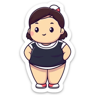 plus size girl with cute expression sticker