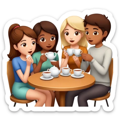 friends drinking tea and gossiping sticker