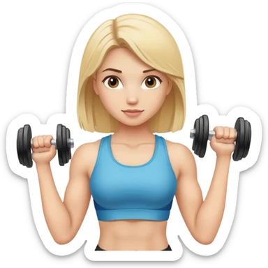 blonde gym girl with dumbells sticker