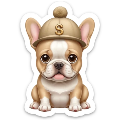 French Bulldog wearing a "S" hat. sticker