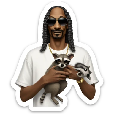 snoop dogg holding a raccoon sticker