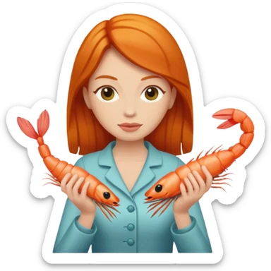 ginger woman with shrimp posture sticker