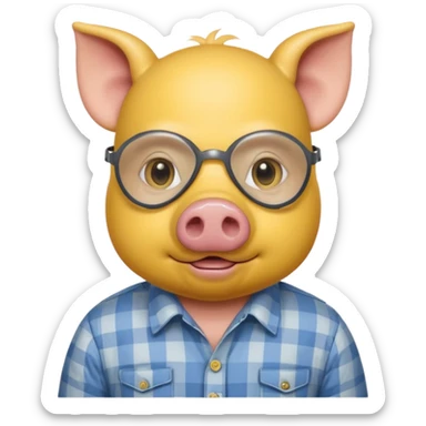 a pig with yellow mask and wearing shirt sticker
