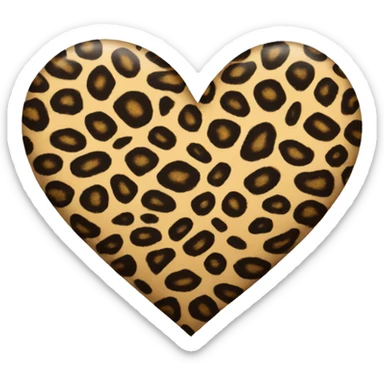 Leopard print heart shape sticker