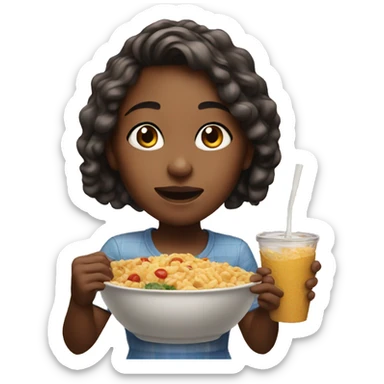 realistic girl enjoying food sticker