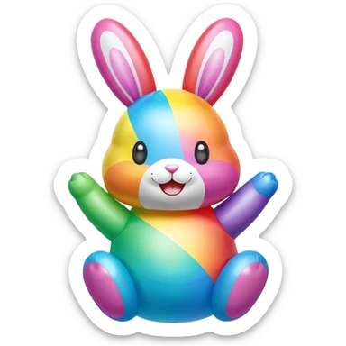 easter rainbow inflatable bouncy bunny sticker