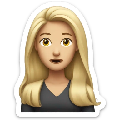 Blond woman with long hair annoyed  sticker