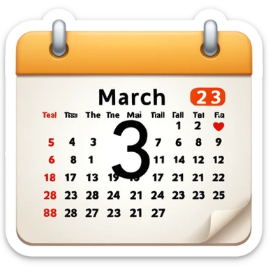muestrame una fecha de calendario con la fecha "3 de marzo" sticker