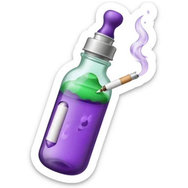 baby bottle with purple liquid and joint sticker