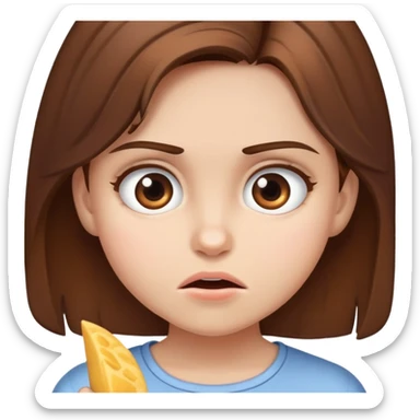 Girl with brown hair is hungry  sticker