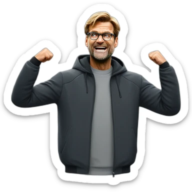 Jurgen Klopp shoulder shrug with hands up sticker