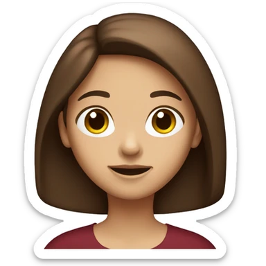 a straight brown haired girl with a burgundy top  sticker