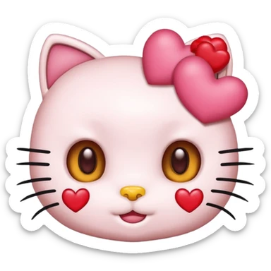 Połącz mi zwykłe hello kitty na białym tle, ale żeby ono wyglądało jak ta emotka: 🥰 sticker