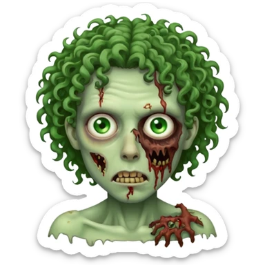 curly haired zombie sticker