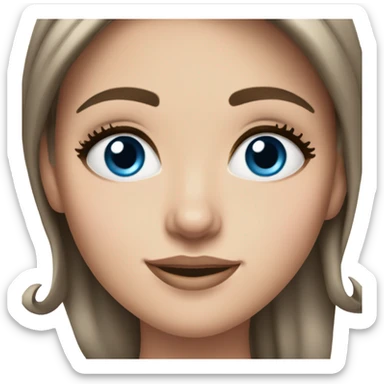 Makeup white girl Brown hair blue eyes sticker