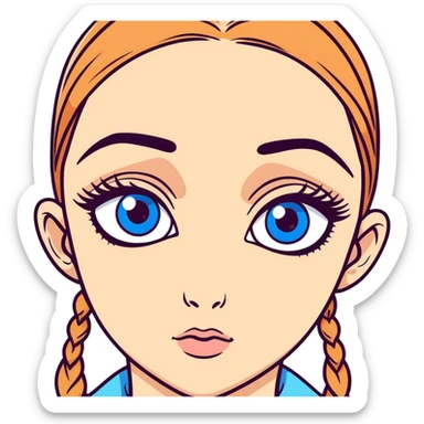 Girl with big blue eyes and big eyebrows sticker