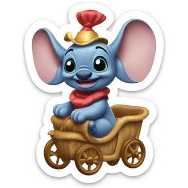 Stitch riding dumbo sticker