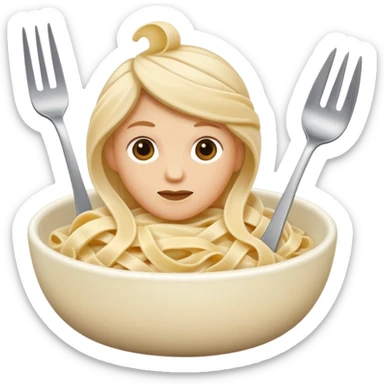 white creamy saucy fettuccine with a fork   sticker