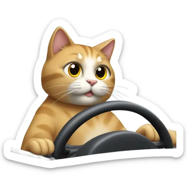 Cat driving a car sticker