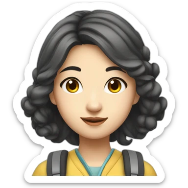 elegant asian girl student with earphone sticker