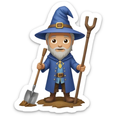 a wizard digging a hole sticker